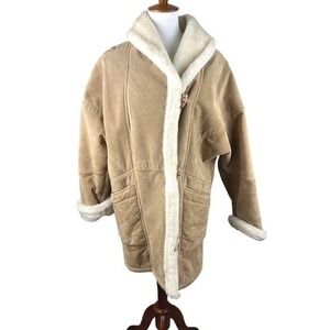 Vintage Wilsons Leather Suede & Faux Shearling Coat Penny Lane Y2K Tan M